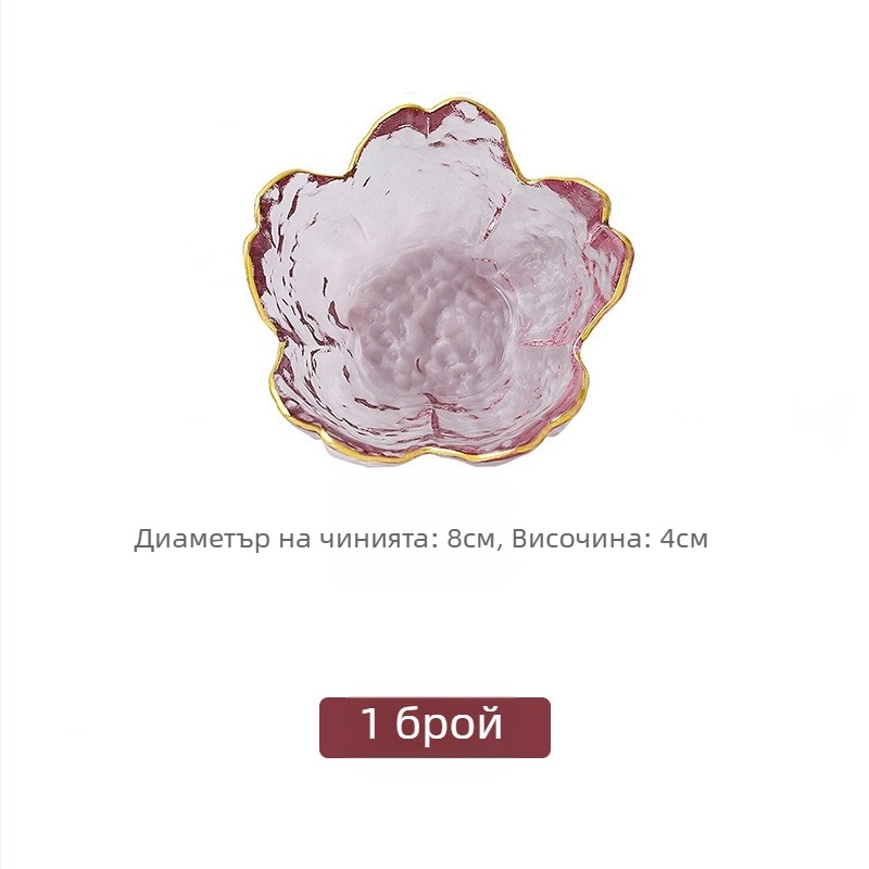 Следобеден чай, японска стъклена чиния с вкус на черешов цвят, чиния за сос, малка купа, домакински оцет, чиния за гореща тенджера