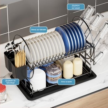 Кухненска стойка за съдове, трансгранична стойка за съхранение, стойка за съдове, стойка за съдове с клечки за хранене, клетка за съхранение на домакински плот, стойка за съдове