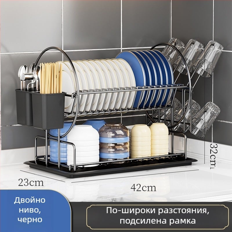 Кухненска стойка за съдове, трансгранична стойка за съхранение, стойка за съдове, стойка за съдове с клечки за хранене, клетка за съхранение на домакински плот, стойка за съдове