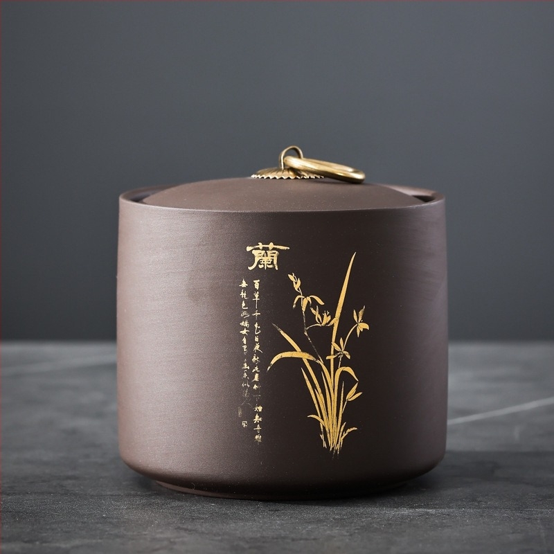 Лилав глинен чайник, малък керамичен запечатан чайник, 50 г черен чай, пуер чай, преносим малък чайник