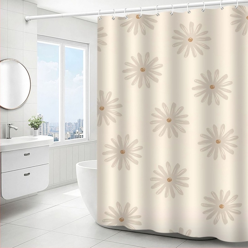 Завеса за душ за тоалетна, водоустойчива, устойчива на мухъл, завеса за душ, кука, без перфоратори, завеса за тоалетна баня