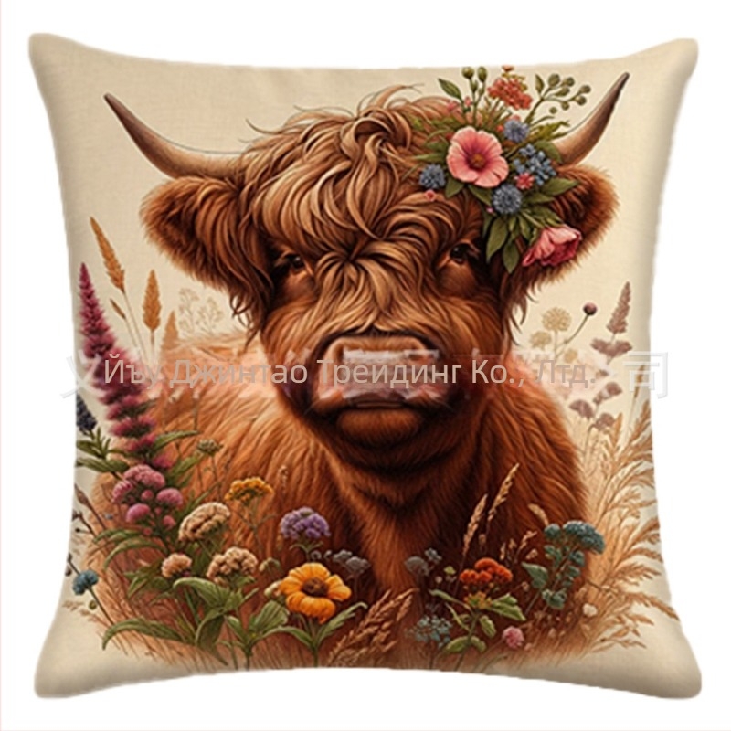 Калъфка за възглавница Cross-border Explosions Linen Prascove Leather Short Plush Mao Niu Home Hold Chair Cushion