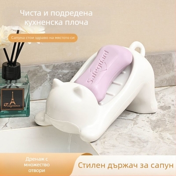 Трансгранична специална кутия за сапун Meow Mi, нова креативна кутия за домашен сапун, накланяща се, изтичаща вода без вода, висока цветна стойност, сладка кутия за сапун