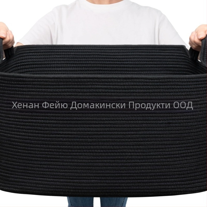 Производители на източници оставят дръжка голям размер кошница за съхранение на памучно въже одеяло за съхранение в цвят, съответстващ на сгъваема кошница за съхранение на памучно въже
