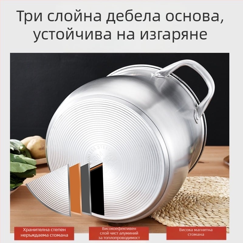 304 неръждаема стомана висока тенджера за супа, задълбочена, голям капацитет, барабанен тип, двойно дъно, тенджера за супа, тенджера за супа, тенджера за супа, тенджера за супа, подаръчна тенджера