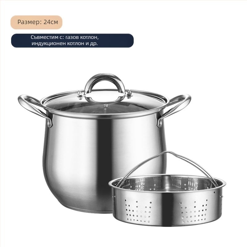 304 неръждаема стомана висока тенджера за супа, задълбочена, голям капацитет, барабанен тип, двойно дъно, тенджера за супа, тенджера за супа, тенджера за супа, тенджера за супа, подаръчна тенджера