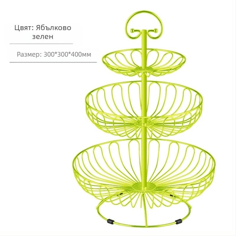 Кошница с плодове на едро, креативна всекидневна, европейски стил, домакинска масичка за кафе, трислойна стойка за закуски, популярна в интернет, голяма многослойна за съхранение
