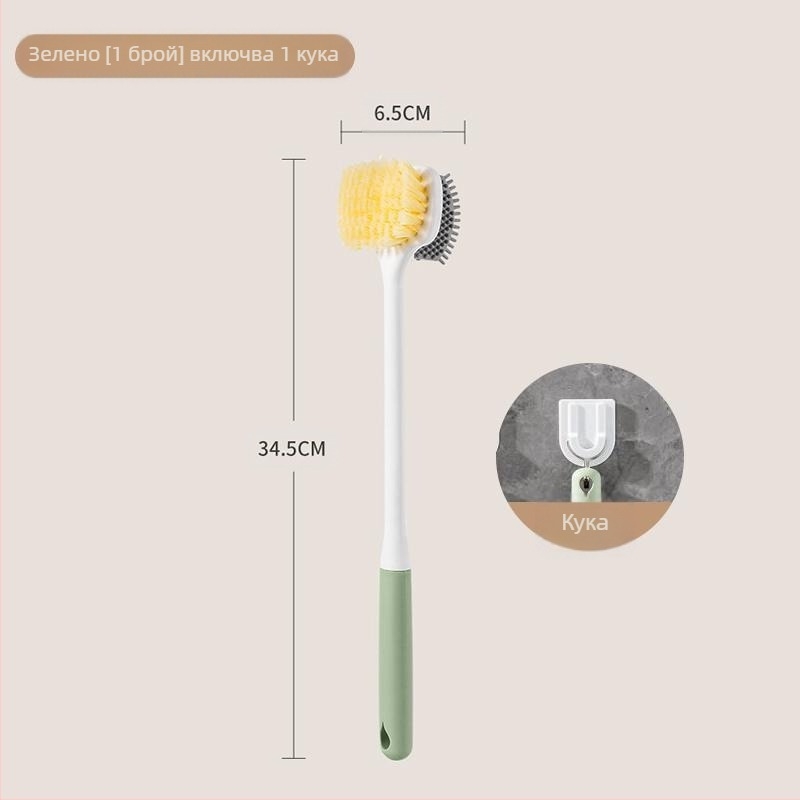 Четка за миене на крака с дълга дръжка, домакинска многофункционална двустранна мека четка за ексфолиране на крака в банята, четка за почистване на гръб