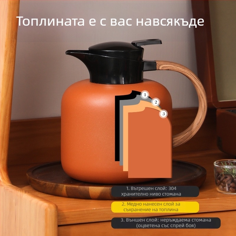 Вакуумна кана за чай, двуслойна топлоизолация, термос с голям капацитет, бутилка за съхранение на топлина, висококачествени подаръци