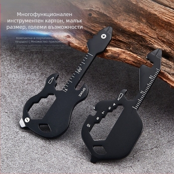 Външна многофункционална креативна отварачка за бутилки за китара, оцеляване, аварийно измерване, приспособление за владетел, гаечен ключ, отварачка за бутилки за бира.