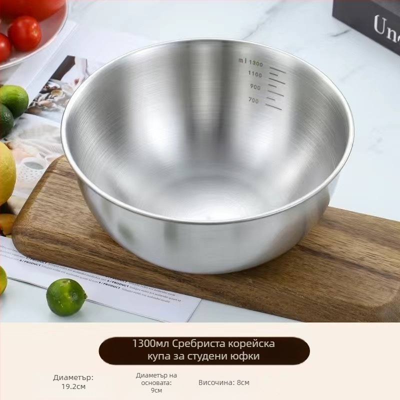 Купа за салата с инстантни спагети от неръждаема стомана в корейски стил, купа за салата със златни студени спагети, купа за бибимбап, купа за ядки на прах за ресторант