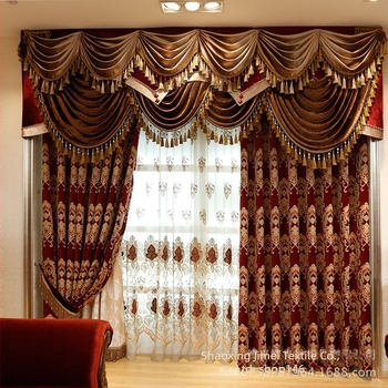 Задграничен склад на склад през граница, търговия на едро с висококачествен европейски вилен клуб, удебелен шенил жакард, завършен завеса, експлозия