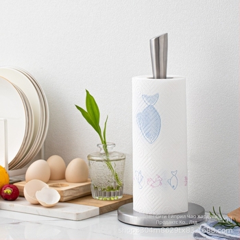 Държач за кухненски ролки от неръждаема стомана, вертикален държач за кухненска хартия, държач за ролки хартия, държач за стреч фолио, стойка за съхранение на кухненска хартия, многофункционален