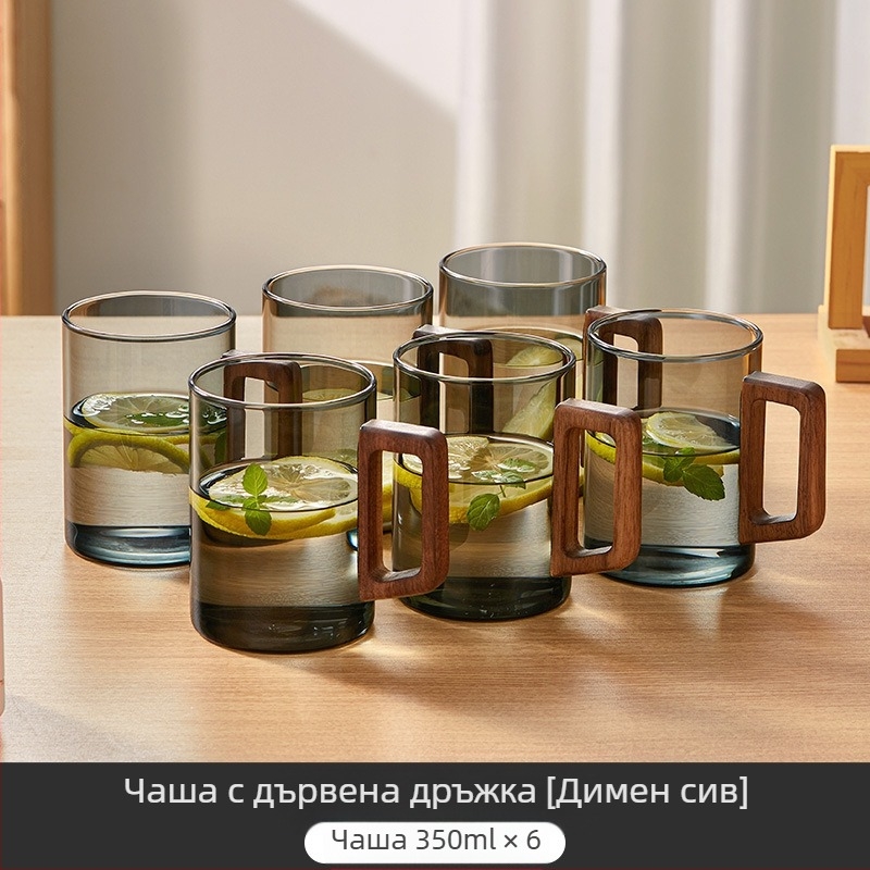 Комплект чаши за вода от висококачествено орехово стъкло за домакински чай, специален за зелен чай