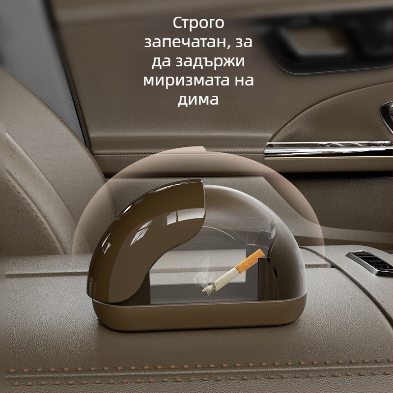 Нов пепелник за кола Метална облицовка за пепелник за кола с едно щракване Капачка с мека светлина Пепелник за кола