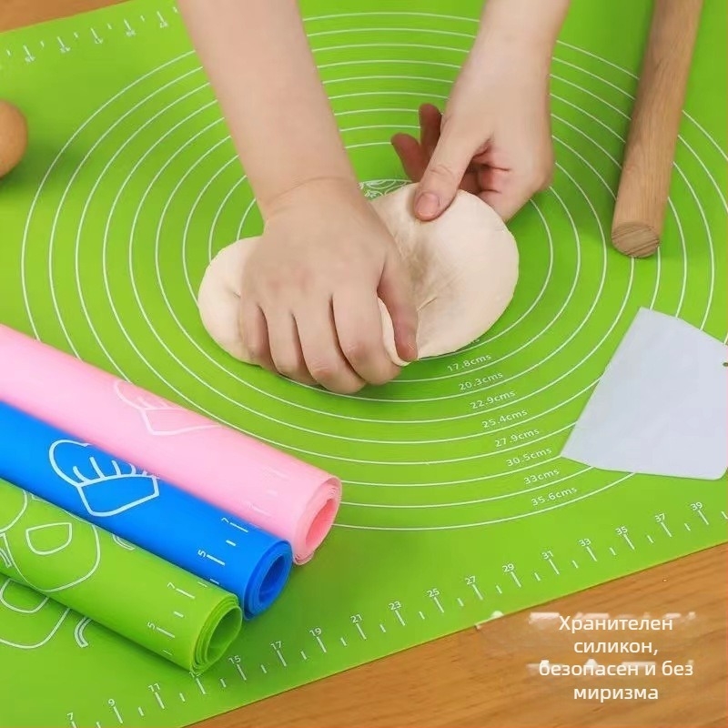 Удебелена силиконова подложка, подложка за месене с хранителен клас, голяма домакинска кухненска и подложка, повърхностна подложка, силиконова и панелна дъска за рязане