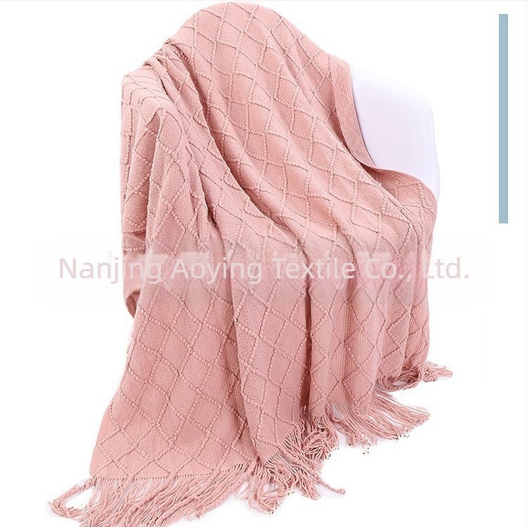 Одеяло с пискюли Amazon, одеяло за диван, плетено одеяло в чист цвят, нощно одеяло с кърпа B&B