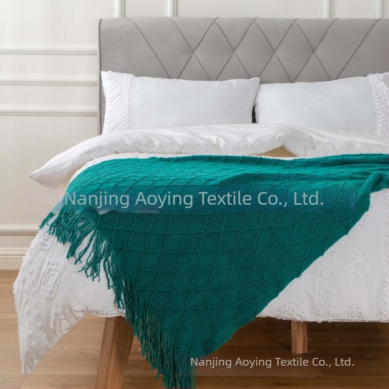 Одеяло с пискюли Amazon, одеяло за диван, плетено одеяло в чист цвят, нощно одеяло с кърпа B&B