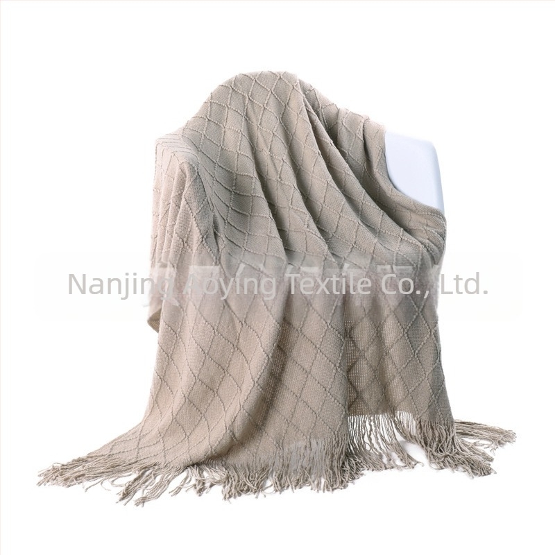 Одеяло с пискюли Amazon, одеяло за диван, плетено одеяло в чист цвят, нощно одеяло с кърпа B&B