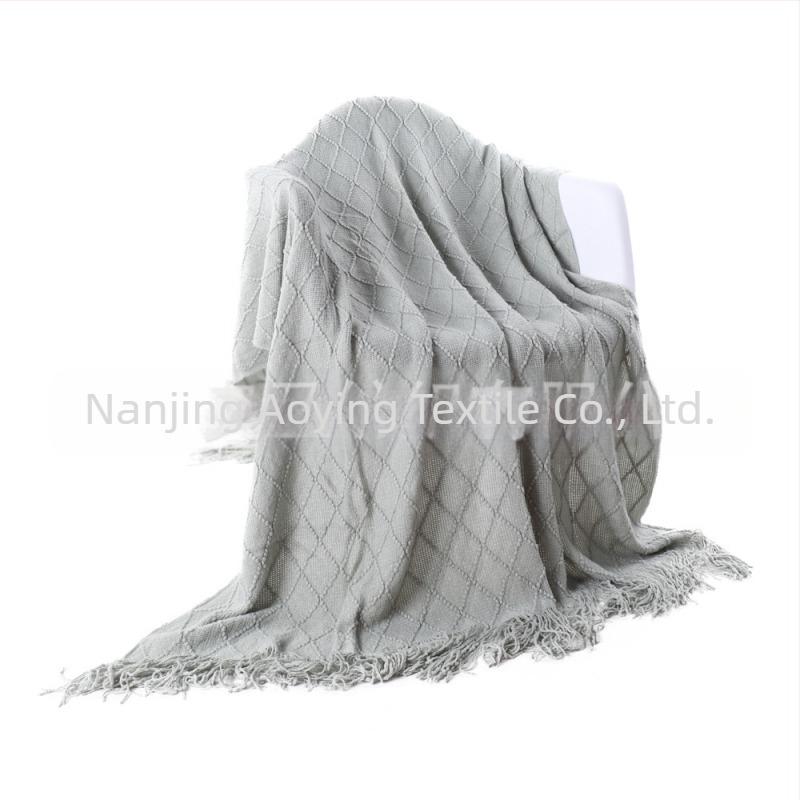 Одеяло с пискюли Amazon, одеяло за диван, плетено одеяло в чист цвят, нощно одеяло с кърпа B&B