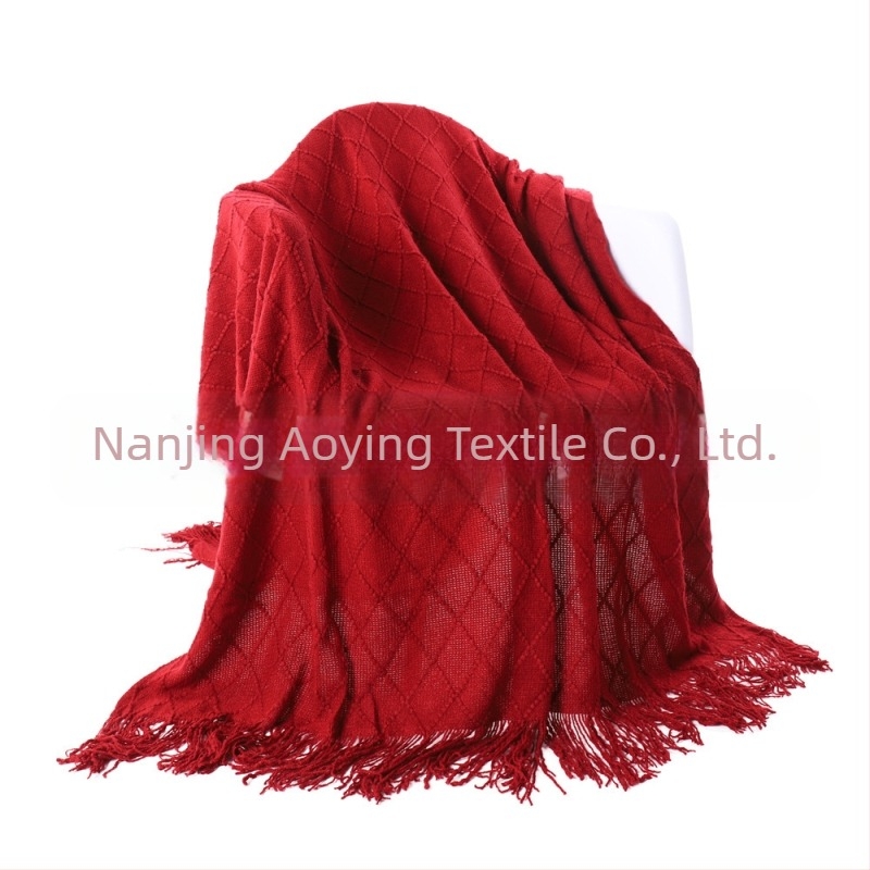 Одеяло с пискюли Amazon, одеяло за диван, плетено одеяло в чист цвят, нощно одеяло с кърпа B&B