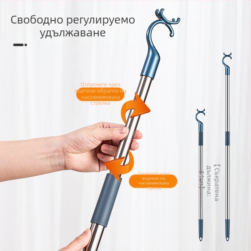 Вилка за дрехи от неръждаема стомана за балкон, прибираща се, удебелена, удебелена, вилка за дрехи, удължена, на едро