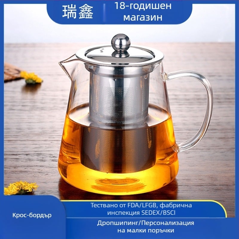 Електрическа керамична кана за чай, стъклена кана, здравна кана, чисто стъкло, високо боросиликатна кана с голям капацитет, може да побира студена вода