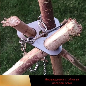 Външна стойка за огън, висяща саксия, стойка за огнище за пикник, неръждаема стомана, преносима сгъваема стойка