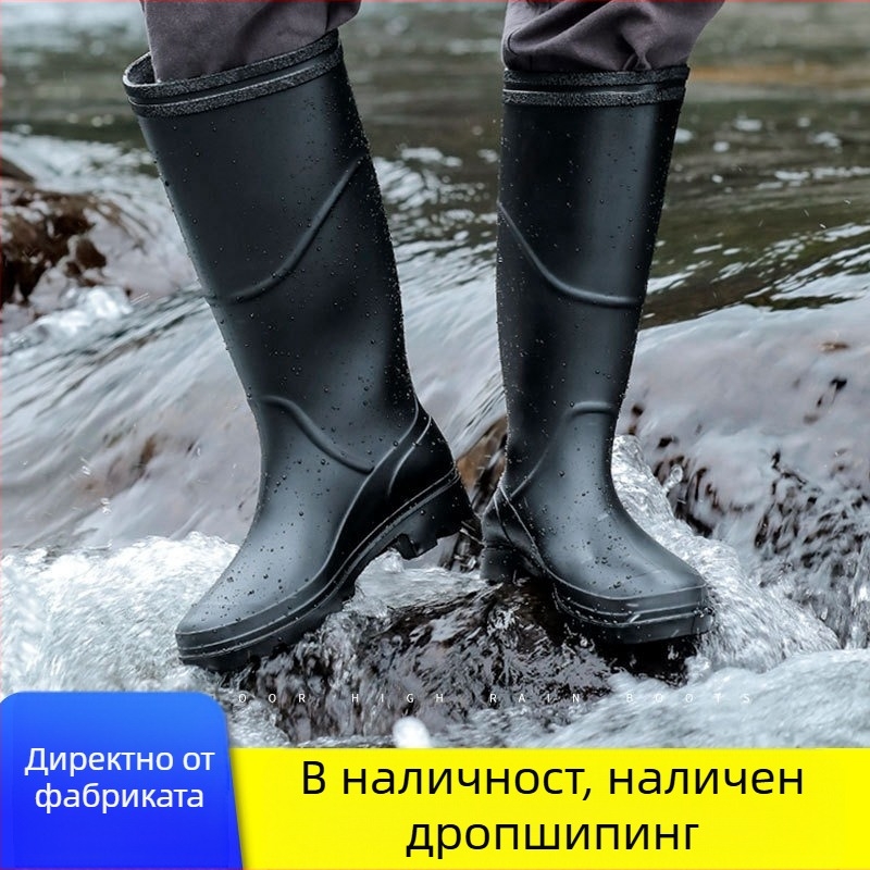 Нови модни водоустойчиви обувки за мъжки строителни площадки, гумени ботуши за възрастни, мъжки високи и ниски гумени ботуши за защита на труда, мъжки ботуши за дъжд на едро
