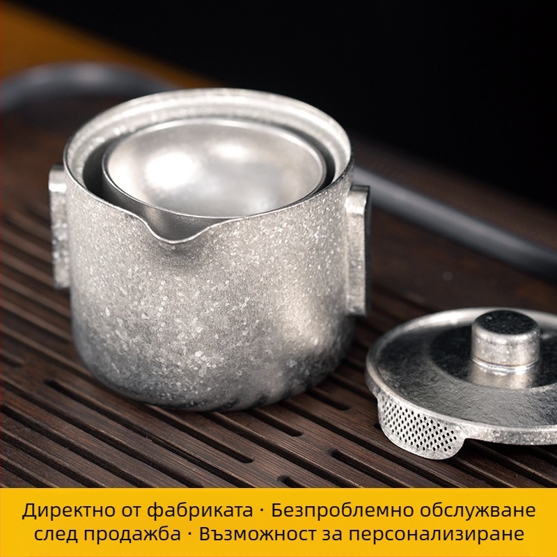 Външен чайник от чист титан, двоен титанов експресен комплект за къмпинг и пътуване, преносим и лек чайник за кунг-фу чай