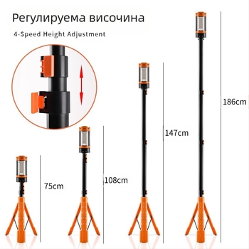 Нова тристранична скоба за фенерче 1.8 м, силна светлина, зареждаща се къмпинг светлина за открито с дълга издръжливост, аварийна работна светлина