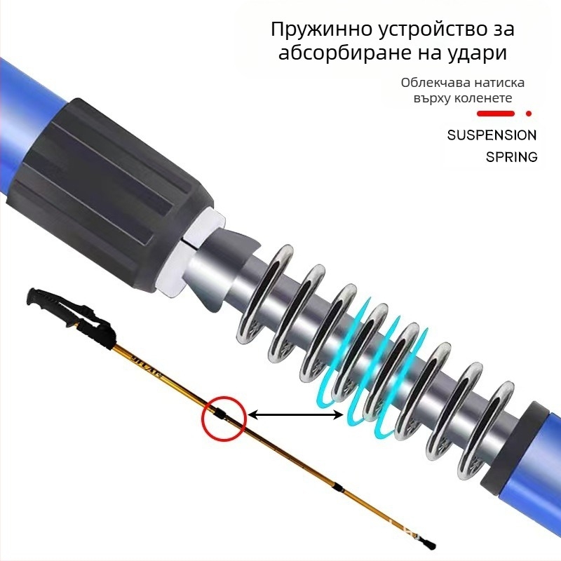 Сгъваеми туристически бастуни за пътуване на открито, едро, производители на алуминиеви сплави, прибиращи се трисекционни патерици
