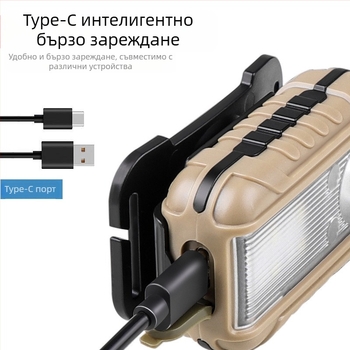 Трансграничен нов LED индукционен челник с двоен източник на светлина, червен и бял, за външен челник, нощно бягане, риболов, малък челник на едро