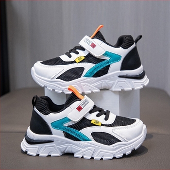 Момчешки обувки 2024 Летни мрежести обувки Големи детски дишащи мрежести повърхности Летни единични мрежести кухи детски маратонки Tide