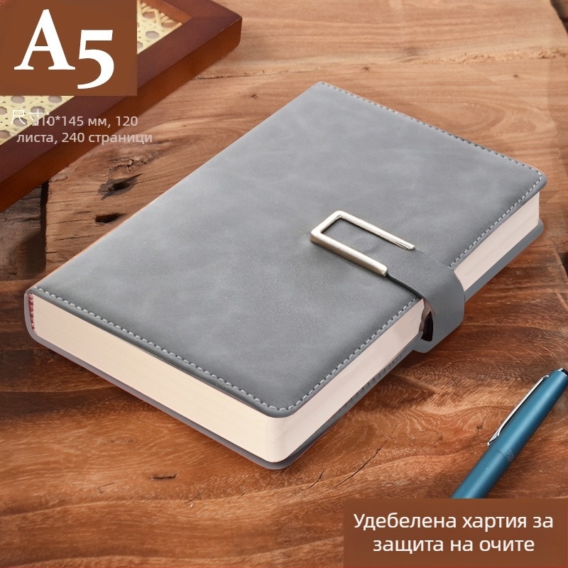 Бележник от удебелена кожа с катарама, бизнес хора, обикновени студенти, 5 срещи, книга за записване, изкуство