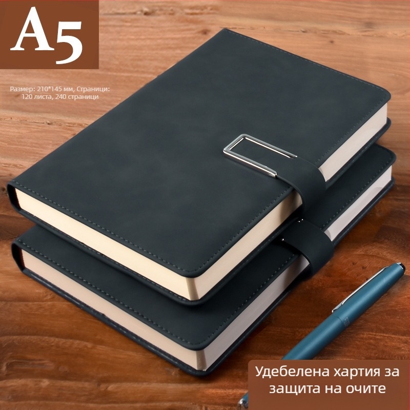 Бележник от удебелена кожа с катарама, бизнес хора, обикновени студенти, 5 срещи, книга за записване, изкуство