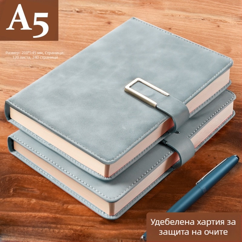 Бележник от удебелена кожа с катарама, бизнес хора, обикновени студенти, 5 срещи, книга за записване, изкуство
