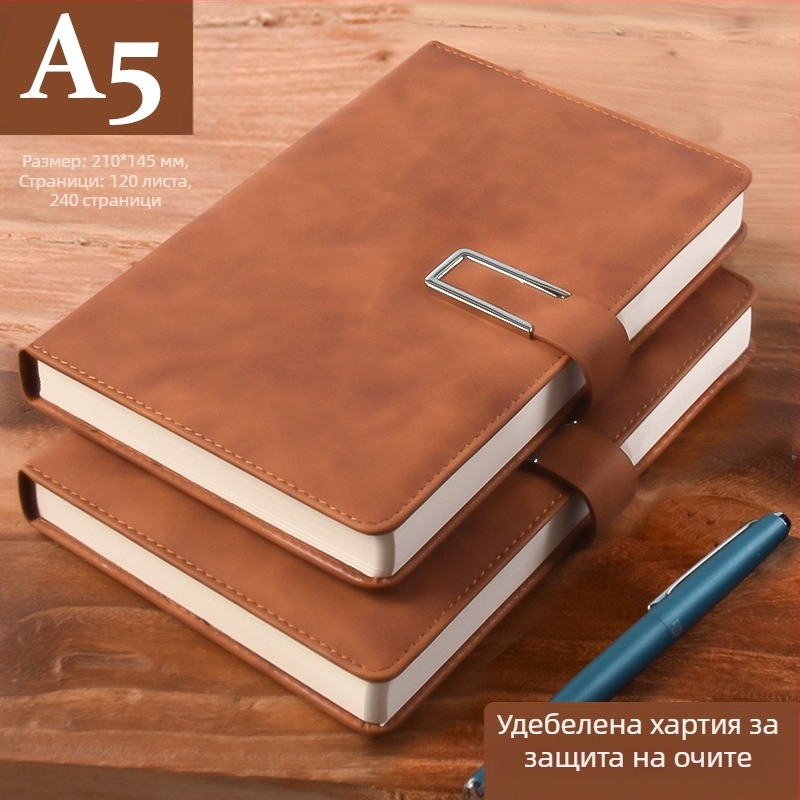 Бележник от удебелена кожа с катарама, бизнес хора, обикновени студенти, 5 срещи, книга за записване, изкуство