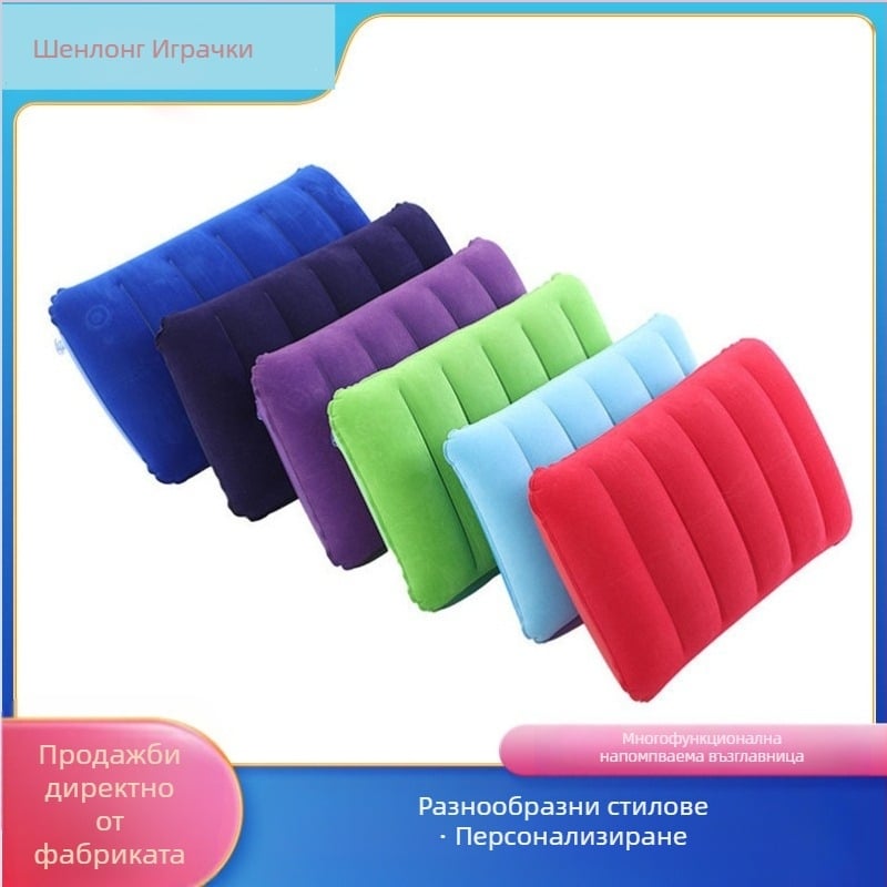 Фабрика на склад надуваема възглавница за дрямка квадратна възглавница за къмпинг на открито многофункционална PVC флокирана възглавница за кръста възглавница на едро