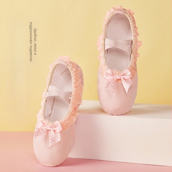 Танцови обувки за жени и деца с мека подметка, есенни и зимни, с полар, месеста дантела, котешки нокът, момичета, принцеса, балетни танци