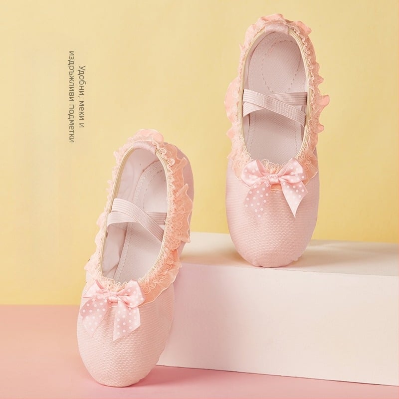 Танцови обувки за жени и деца с мека подметка, есенни и зимни, с полар, месеста дантела, котешки нокът, момичета, принцеса, балетни танци