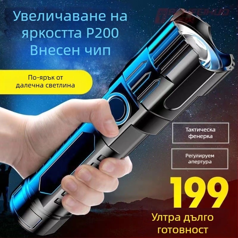Фенерче, силно презареждащо се домакинско, външно, малко преносимо, осветително тяло, издръжливо, нощно осветление за велосипеди