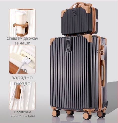 20-инчов алуминиев калъф за количка Универсален куфар с колела Дамски куфар Ретро 24-инчов студентски куфар за пароли на едро Багаж