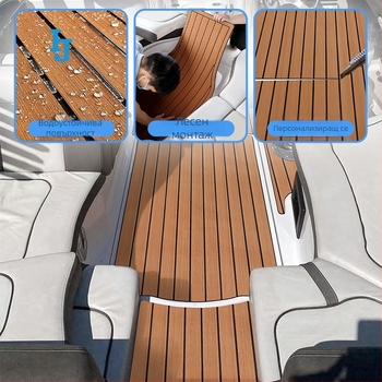 Трансгранична EVA имитация на тиково дърво за яхтена палуба, противоплъзгаща се постелка, анти-ултравиолетово триене, водоустойчива изолация