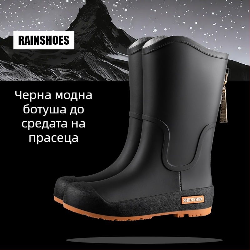 Дамски гумени ботуши за дъжд, високи, за възрастни, модни, неплъзгащи се, дълги, дамски, външни, водоустойчиви, с поларена подплата, работни гумени обувки