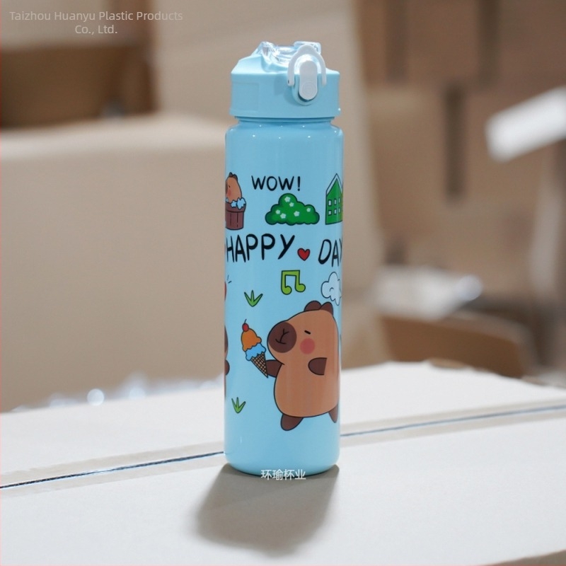 Capibala средна чаша сладка мечка сламена чаша за вода студентска подскачаща анимационна спортна фитнес чаша с връзка за връзка