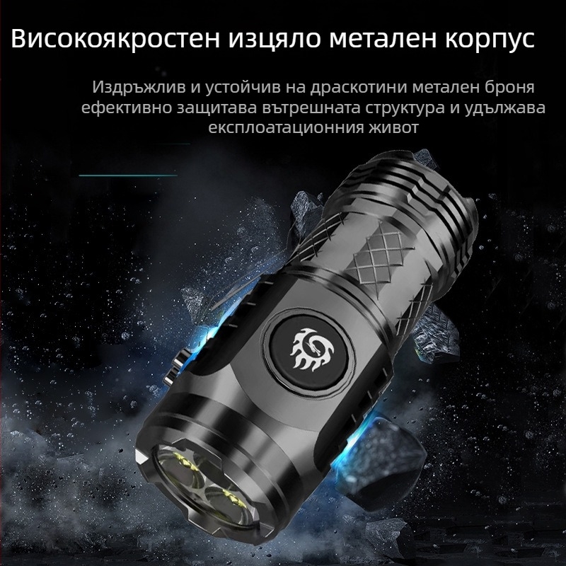 Трансгранично ново силно светещо фенерче с три очи, ярко Wick, преносимо многофункционално LED фенерче за открито