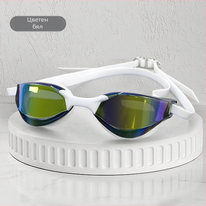 Очила за плуване с кръстосано огледало, галванизирани, цветни, за защита на очите, водоустойчиви, против замъгляване, професионални тренировъчни очила за плуване, чанта