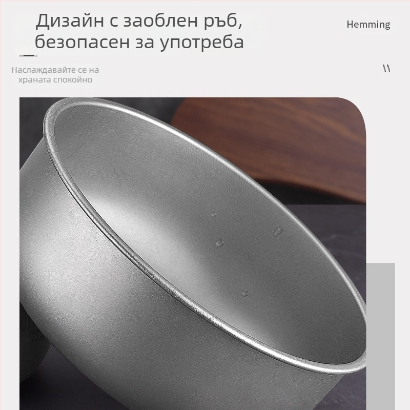 Фабрична аутлет купа от чист титан, купа за открито къмпинг от титан, посуда за полеви прибори, преносима подредена титаниева купа