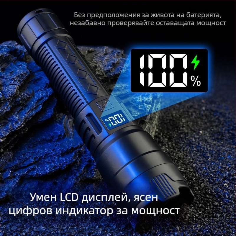 Трансгранично LED фенерче, презареждащо се, преносимо, силно осветление, дълготрайна бяла лазерна светлина, външна супер ярка, многофункционална работна светлина